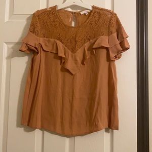 Laced top flutter sleeve blouse